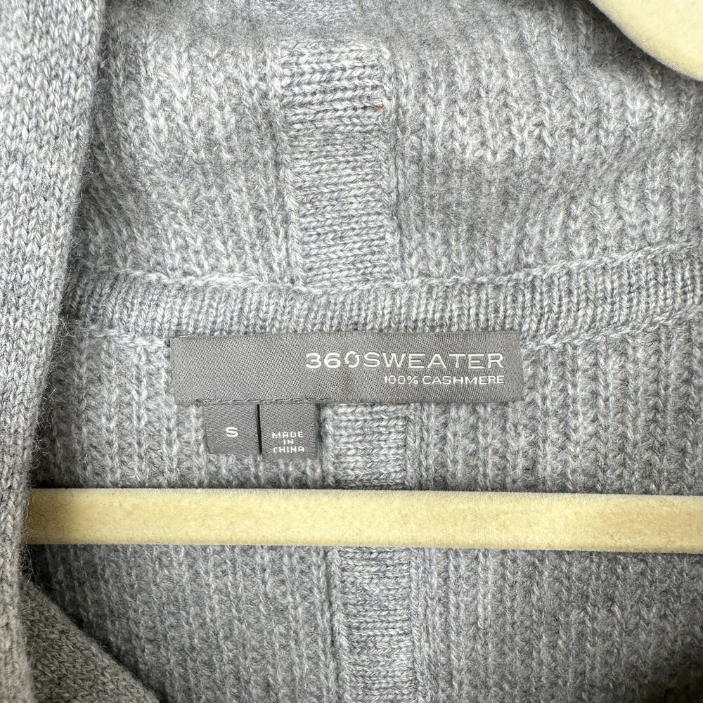 360 Cashmere Grey Draped Wrap Tie Front Moto Waterfall Cardigan Sweater Small - Picture 15 of 15